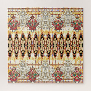 Etnische Mogal: bloemendigitaal patroon Legpuzzel