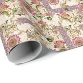 Etnische Mogal Floral Paisley Cadeaupapier (Rol Hoek)