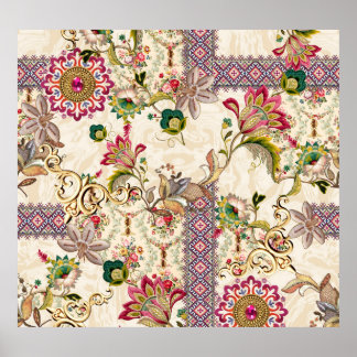Etnische Mogal Floral Paisley Poster