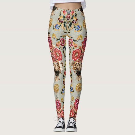 Etnische Mogols Bloemen: . Leggings (Voorkant)