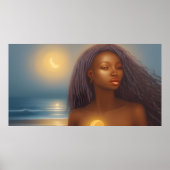 Etnische mooie vrouw Beach moonlight oceaan 4 Poster (Voorkant)