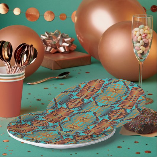 Etnische Native American Tribal Patroon Papieren Bordje (Multi)