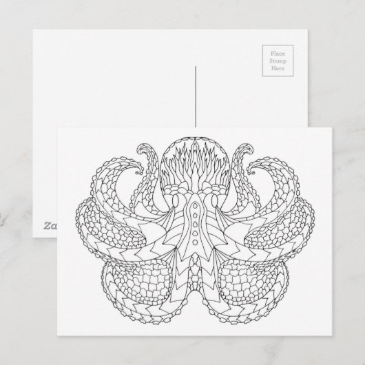 Etnische Octopus Briefkaart (Voorkant / Achterkant)