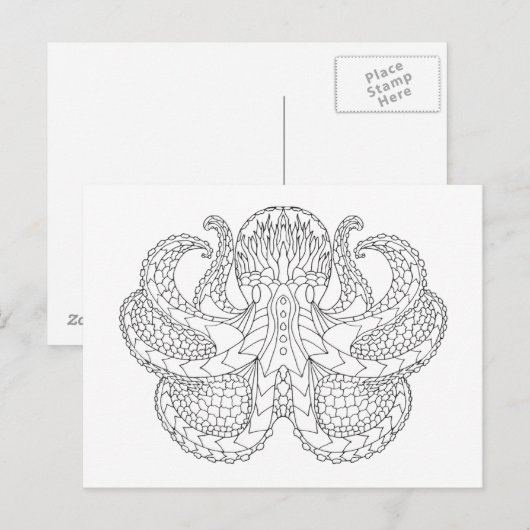 Etnische Octopus Briefkaart (Voorkant / Achterkant)