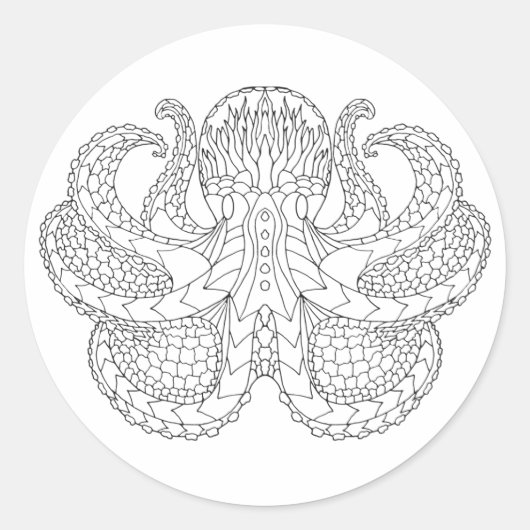 Etnische Octopus Ronde Sticker (Voorkant)