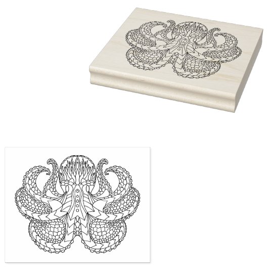 Etnische Octopus Rubberstempel (Gestempeld)