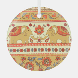 Etnische olifanten, bloemen, naadloos patroon. glas ornament