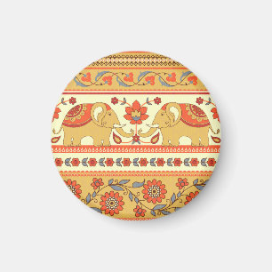 Etnische olifanten, bloemen, naadloos patroon. magneet