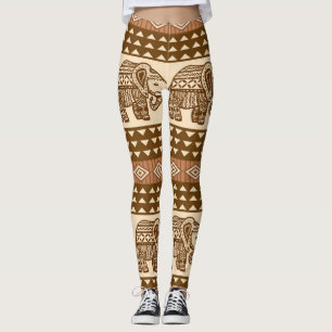 Etnische olifanten geometrisch patroon leggings