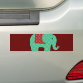 Etnische olifanten met bloemen op Maroon Red Bumpersticker (Op auto)