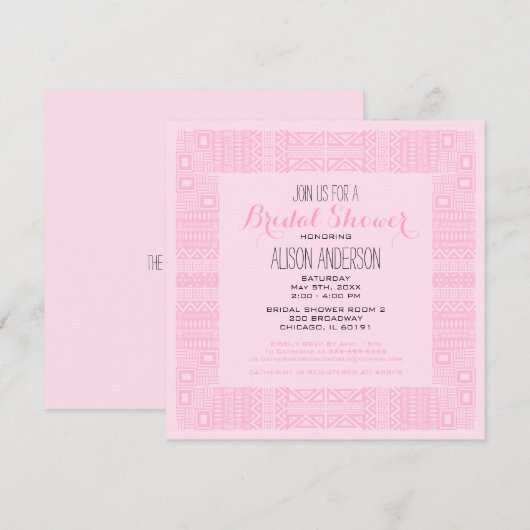 Etnische ontwerp Aangepaste Bridal Shower Uitnodig Kaart (Voorkant / Achterkant)