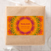 Etnische Oranje Mandala Etiket (Insitu)