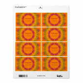 Etnische Oranje Mandala Etiket (Full Sheet)