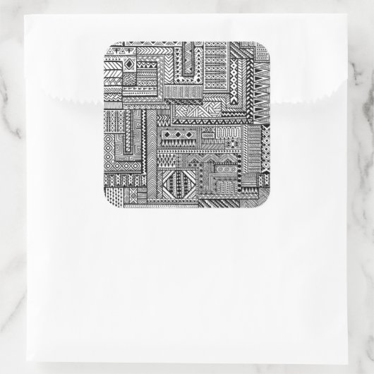 Etnische Ornament Vierkante Sticker (Tas)