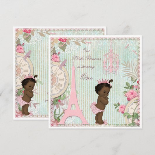 Etnische Paris Princess Shabby Chic 1e verjaardag Kaart (Voorkant / Achterkant)