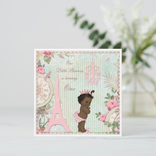 Etnische Paris Princess Shabby Chic 1e verjaardag Kaart (Staand voorkant)