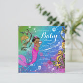 Etnische partij onder het Zee Mermaid Baby shower Kaart (Staand voorkant)