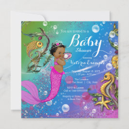 Etnische partij onder het Zee Mermaid Baby shower Kaart