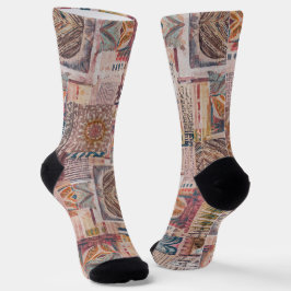 Etnische Patchwork Abstracte Crew Sokken