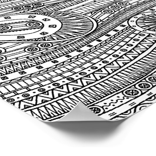 Etnische Patroon Doodle 2 Poster (Hoek)