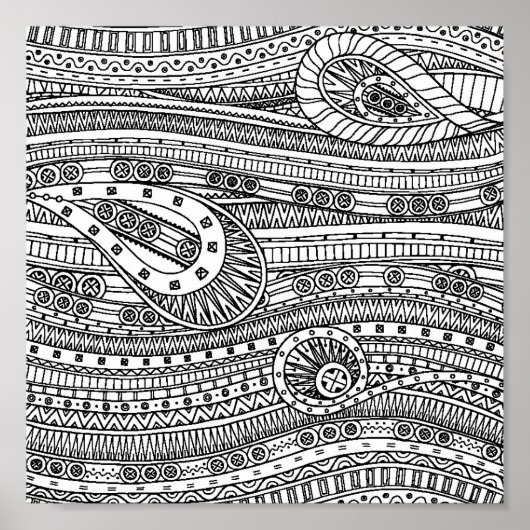 Etnische Patroon Doodle 2 Poster (Voorkant)