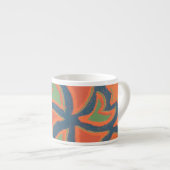 Etnische Pattern Espresso Mok, Oranje, donkerblauw Kop (Voorkant rechts)