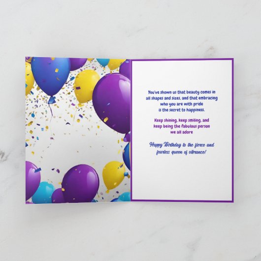 Etnische Plus Size Vrouw met Afro Levendige Verjaa Kaart (Binnen)