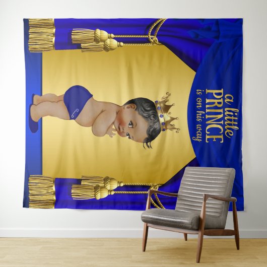Etnische Prince Baby shower achtergronden Wandkleed (In Situ (horizontaal))