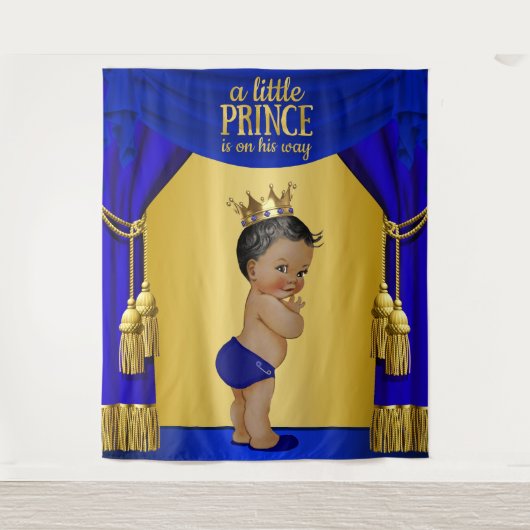 Etnische Prince Baby shower achtergronden Wandkleed (Voorkant)