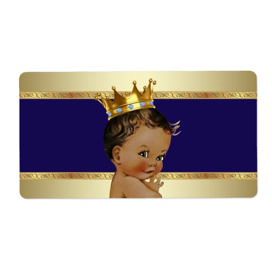 Etnische Prince Boy Baby shower Waterflesetiket Etiket (Voorkant)