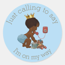 Etnische Prince op Telefoon Blauw Grijs Baby showe Ronde Sticker