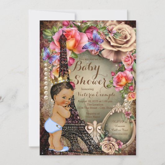  etnische Prince Paris Baby shower Kaart (Voorkant)