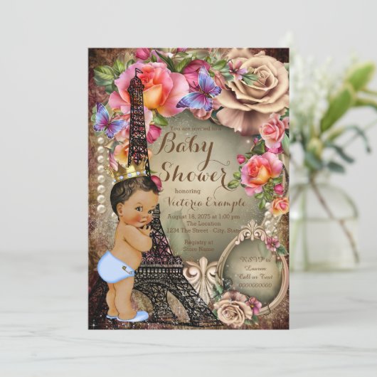  etnische Prince Paris Baby shower Kaart (Staand voorkant)