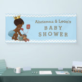 Etnische Prince Phone Baby shower Blauwe Chevrons Spandoek (Beurs)