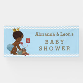 Etnische Prince Phone Baby shower Blauwe Chevrons Spandoek