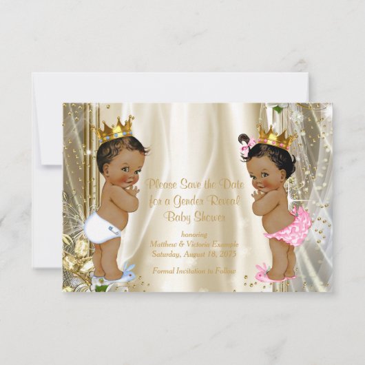 Etnische Prince Princess Baby shower Bewaar de dat Save The Date (Achterkant)