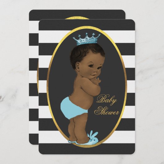 Etnische Prince Zwart Wit Strepen Baby shower Kaart (Voorkant / Achterkant)