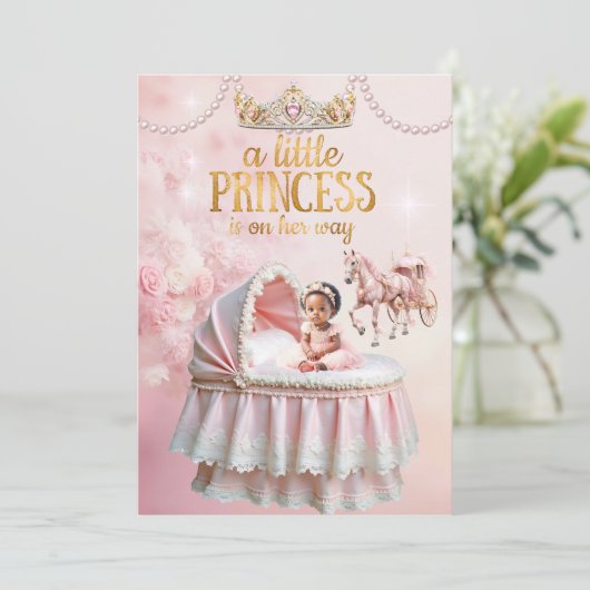 Etnische Princess Roze Baby shower Carriage Bassin Kaart (Staand voorkant)