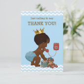 Etnische prins aan de telefoon Dank u Chevrons Bedankkaart (Staand voorkant)