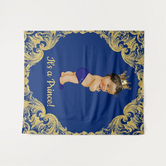 Etnische Prins Baby Shower Achtergrond Wandkleed (Voorkant (horizontaal))