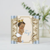 etnische prins blauw en goud Baby shower Kaart (Staand voorkant)