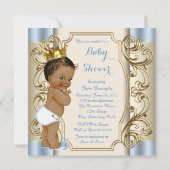 etnische prins blauw en goud Baby shower Kaart (Achterkant)