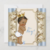 etnische prins blauw en goud Baby shower Kaart (Voorkant)