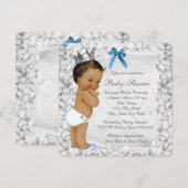 etnische prins blauw en grijs Baby shower Kaart (Voorkant / Achterkant)