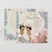 Etnische prins en prinses tweeling Baby shower Kaart (Voorkant / Achterkant)