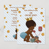 Etnische Prins op Telefoon Stripes Stippen Baby sh Kaart (Voorkant / Achterkant)