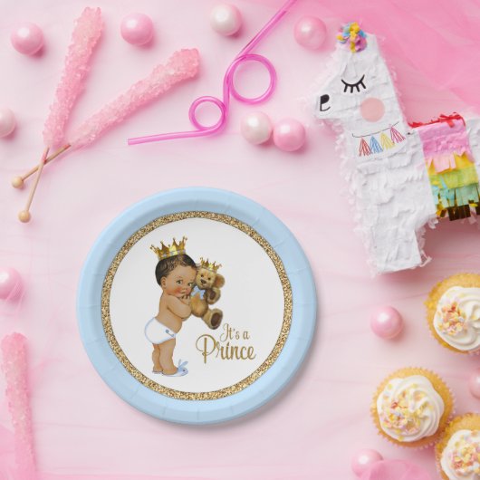 Etnische prins Teddy Bear Boy Baby shower Papieren Bordje (Feest)