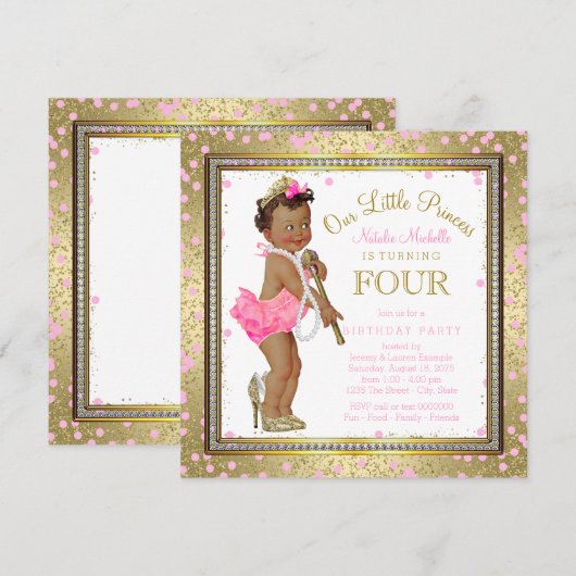 Etnische Prinses 4e Verjaardagsfeest Kaart (Voorkant / Achterkant)