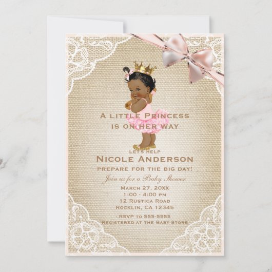 Etnische prinses  Baby Girl Rustic Shower Kaart (Voorkant)