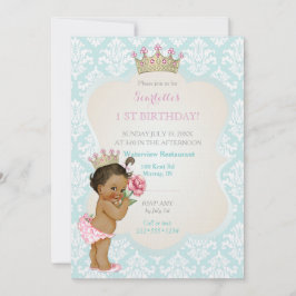 Etnische Prinses Baby Meisje Gouden Kroon Aqua Roz Kaart